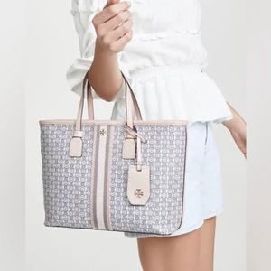 Tory Burch Bags Tory Burch Pink Gemini Link Canvas Small Top-Zip Tote Bag